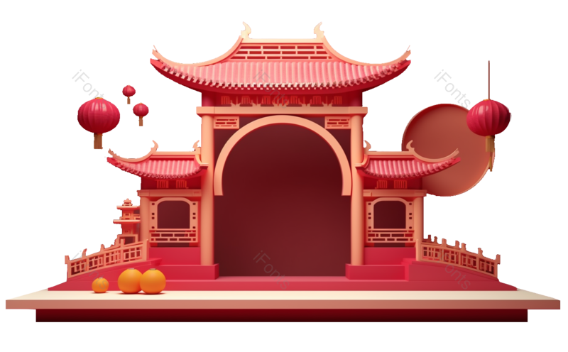 传统图片,插画元素,扇子PNG,灯笼免抠素材